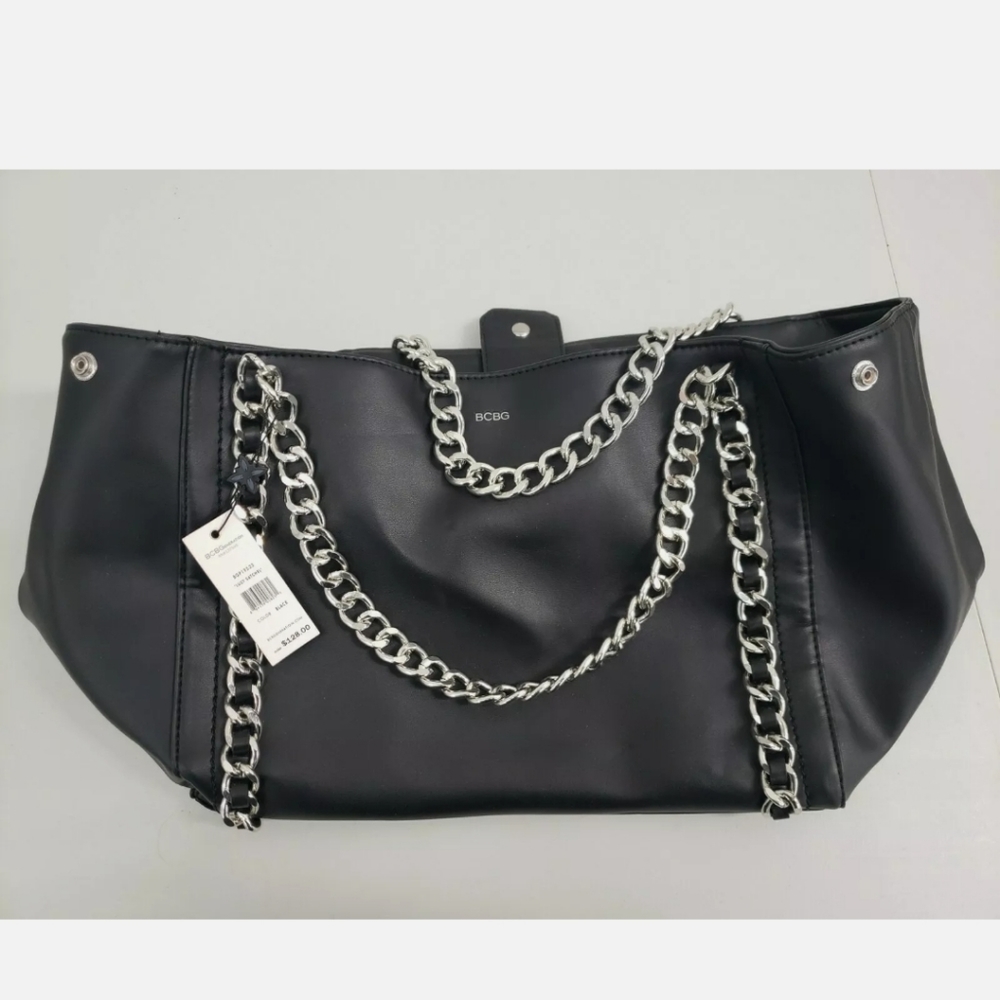 BCBG Purse Handbag Black Chain Handle